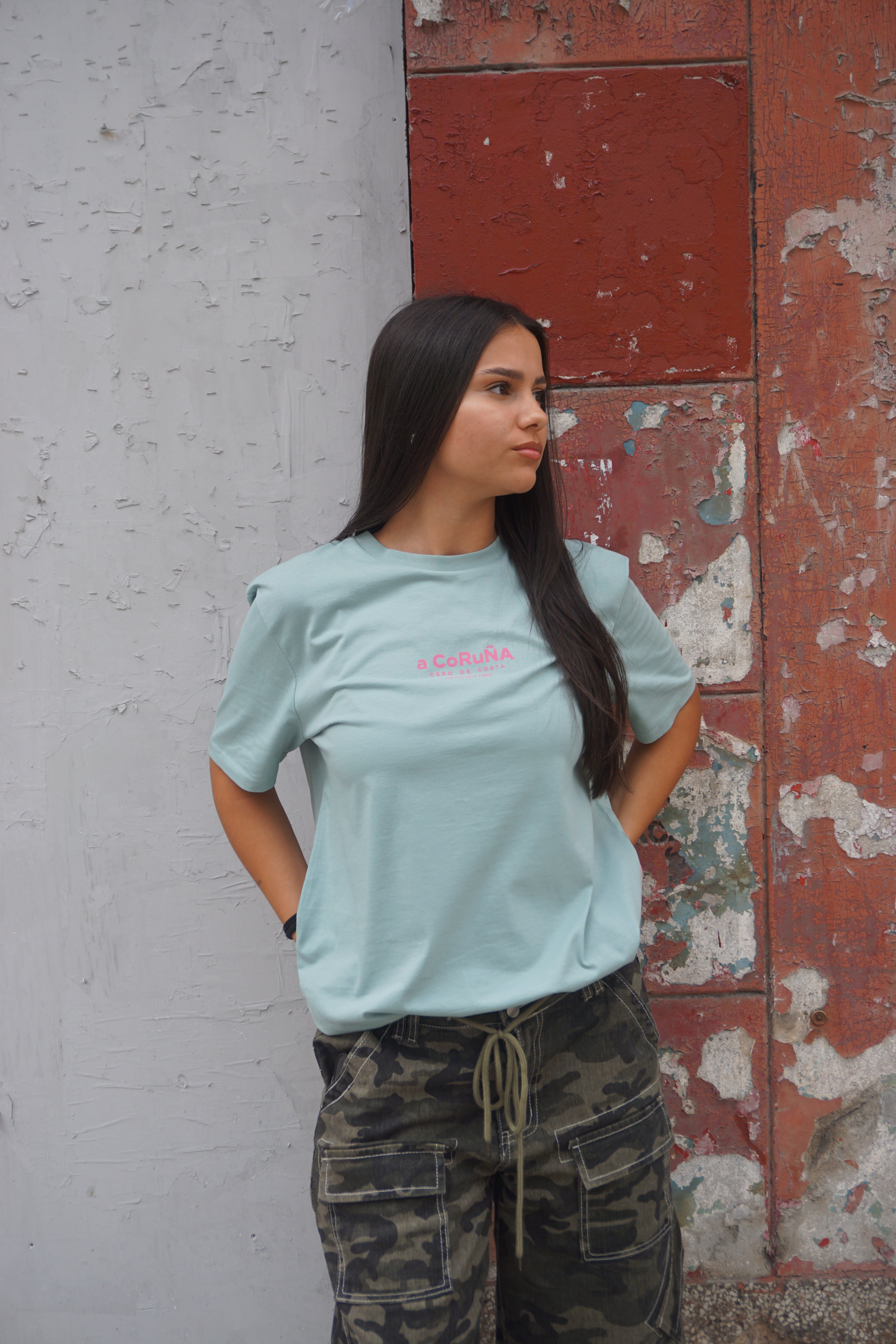 CAMISETA AZUL/ROSA “A CORUÑA” PLAYAS CIUDAD